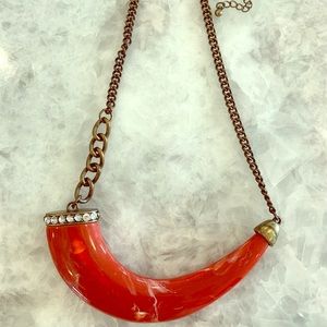 Enamel tusk & stone antique finish necklace!